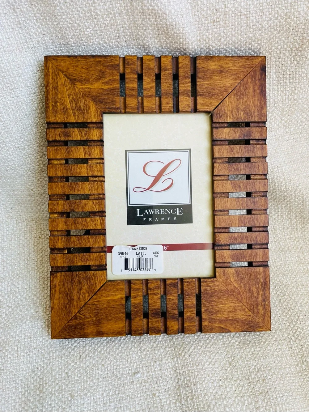 Lawrence Frames Brown Wood Modernist Slatted Picture Frame Fits 4x6